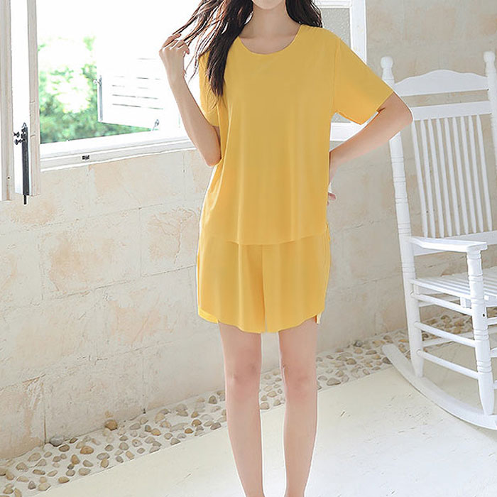 ルームウェア レディース 上下セット 3点セット セットアップ 部屋着 春 夏 黒 半袖 無地 おしゃれ かわいい ロング [郵3]^su087^ | uricca | 07