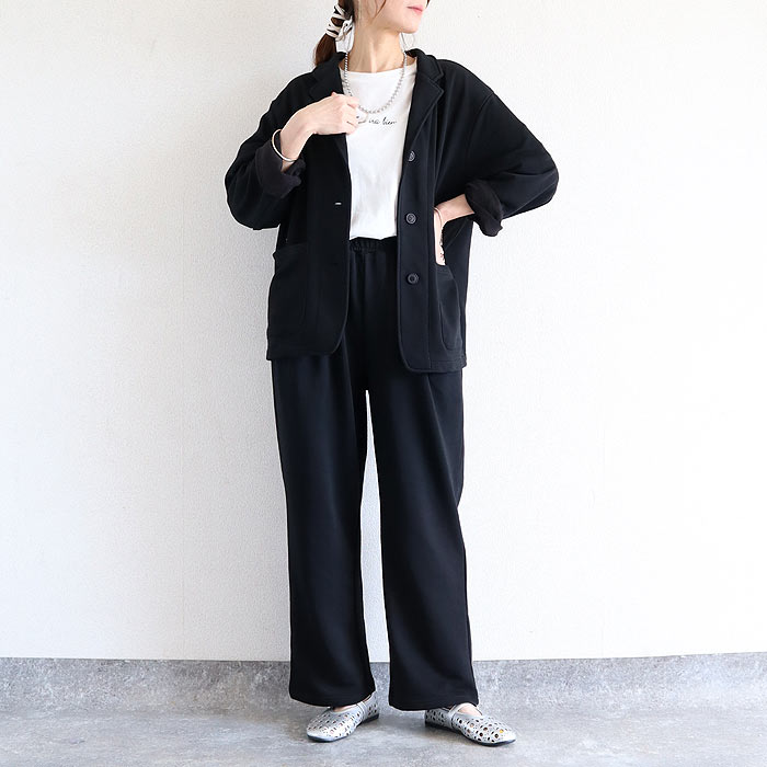 6291円 クーポンで！ セットアップ レディース スウェット ジャケット パンツ 上下セット 2点セット おしゃれ 春 秋 黒 ワンマイルウェア こなれ [宅配]^su090^ | uricca | 01