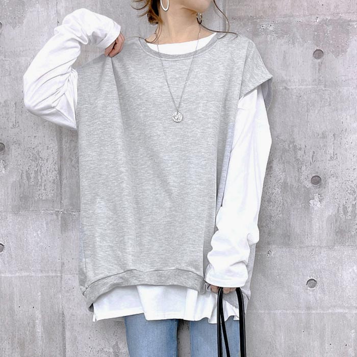 ベスト トップス トレーナー スウェット ジレ レディース 春 夏 秋 冬 黒 おしゃれ かわいい 30代 40代 50代 [郵3]^t015^ | uricca | 02