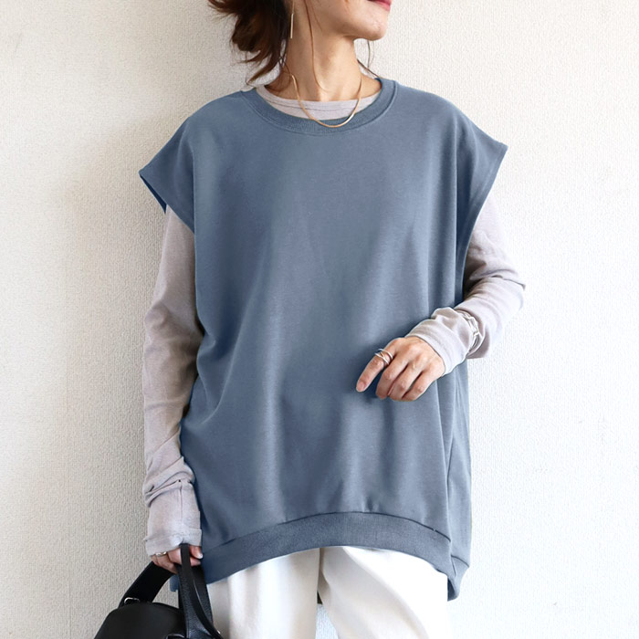 ベスト トップス レディース トレーナー スウェット ジレ 春 夏 秋 冬 黒 おしゃれ かわいい プルオーバー レイヤード 無地 [郵3]^t015^爆買 | uricca | 11