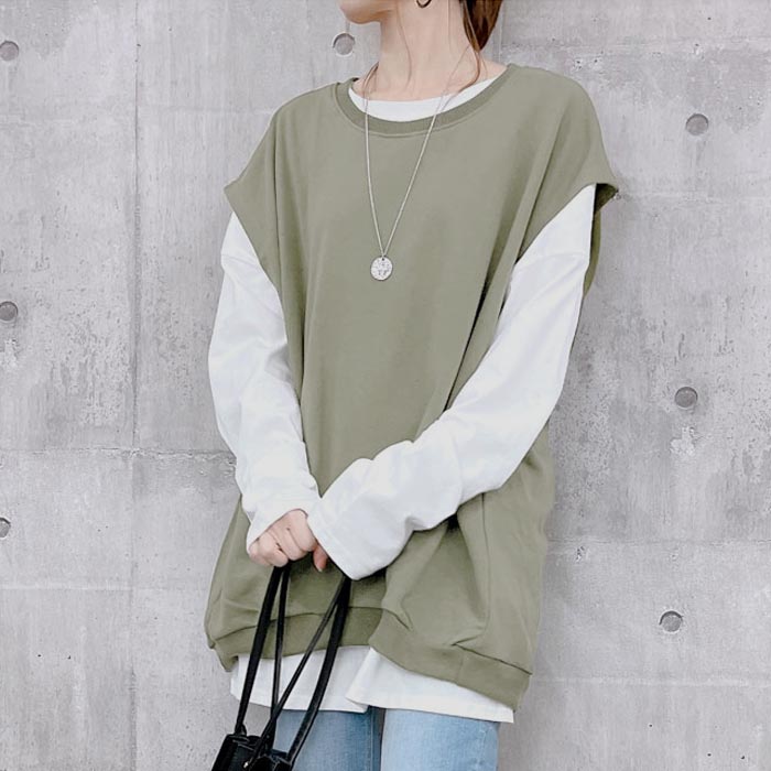 ベスト トップス トレーナー スウェット ジレ レディース 春 夏 秋 冬 黒 おしゃれ かわいい 30代 40代 50代 [郵3]^t015^ | uricca | 08