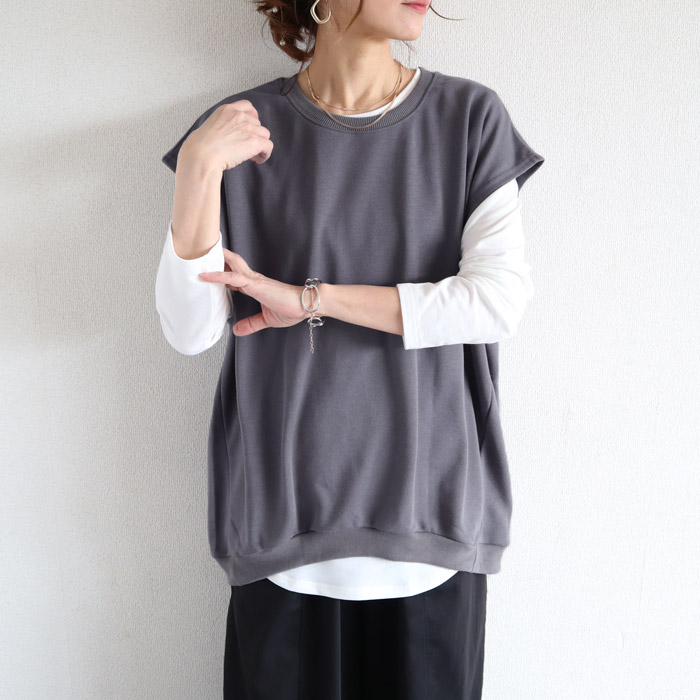 2691円 クーポンで★ ベスト トップス レディース トレーナー スウェット ジレ 春 夏 秋 冬 黒 おしゃれ かわいい プルオーバー レイヤード [郵3]^t015^爆買 | uricca | 09