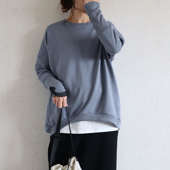 2490円 クーポンで★ スウェット トレーナー トップス レディース 春 秋 冬 長袖 黒 白 おしゃれ かわいい 無地 プルオーバー リブ長 [郵3]^t015^爆買 | uricca | 15