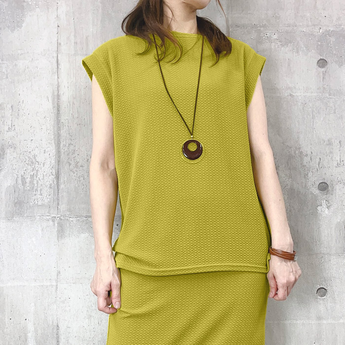 Tシャツ レディース トップス 春 夏 白 黒 おしゃれ ノースリーブ フレンチスリーブ エンボス [郵1.5]^t1004^WF | uricca | 08