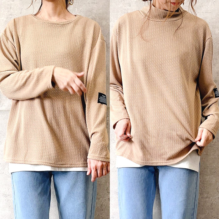 Tシャツ レディース トップス ロンT 長袖 秋 冬 黒 白 おしゃれ かわいい 30代 40代 50代 エンボス 無地 [郵3]^t1016-1^ | uricca | 10