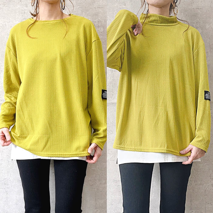 Tシャツ レディース トップス ロンT 長袖 秋 冬 黒 白 おしゃれ かわいい 30代 40代 50代 エンボス 無地 [郵3]^t1016-1^ | uricca | 08