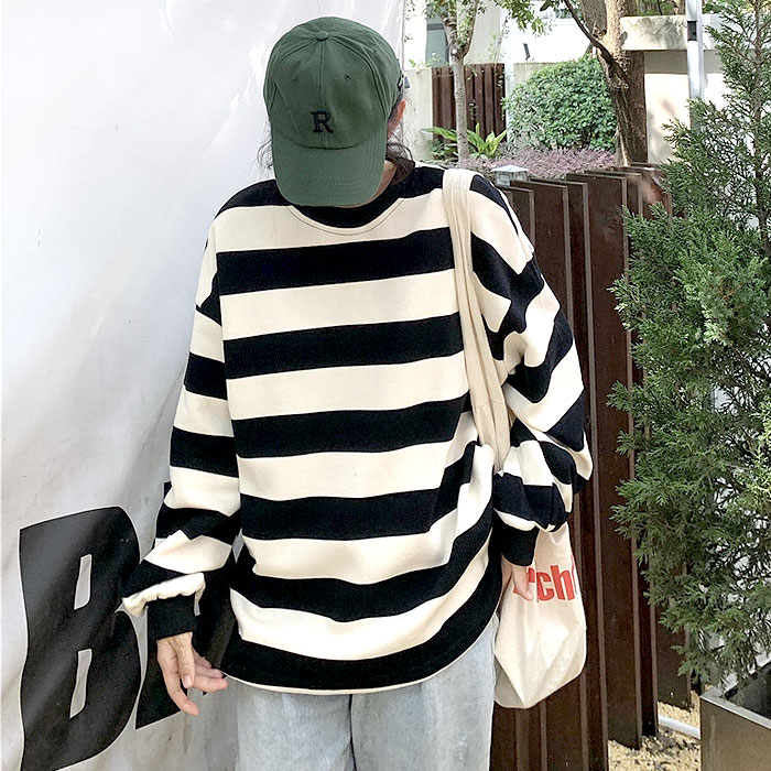 カットソー Tシャツ ロンT ボーダー レディース ゆったり カジュアル ぽわん袖 大きめ 秋冬[郵3]^t1023^ | uricca | 02