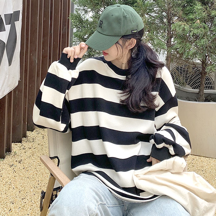カットソー Tシャツ ロンT ボーダー レディース ゆったり カジュアル ぽわん袖 大きめ 秋冬[郵3]^t1023^ | uricca | 03