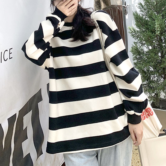 カットソー Tシャツ ロンT ボーダー レディース ゆったり カジュアル ぽわん袖 大きめ 秋冬[郵3]^t1023^ | uricca | 04