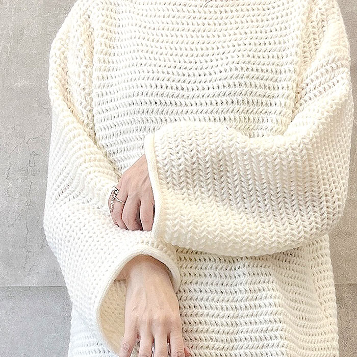 ニット セーター レディース トップス ざっくり ローゲージ ボートネック オーバーサイズ ざっくり編み 秋冬[郵3]^t1026^ | uricca | 04