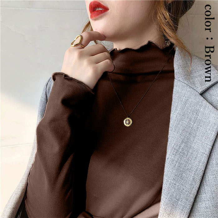 トップス メロウ レディース 秋 冬 黒 おしゃれ かわいい 30代 40代 50代 ハイネック タートルネック 長袖 重ね着[郵1]^t1034^ | uricca | 03