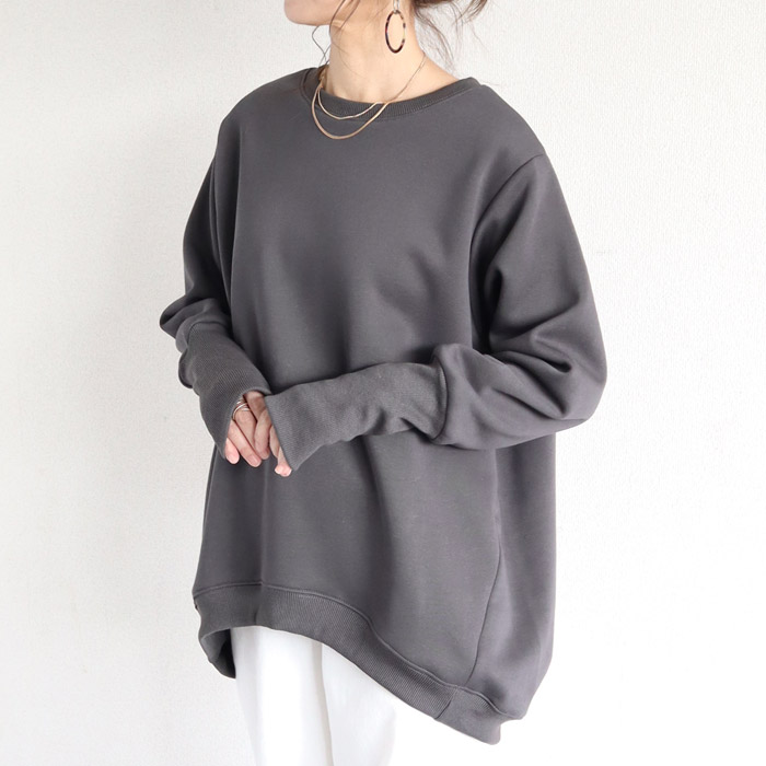 3392円 クーポンで★ トレーナー スウェット トップス レディース 裏起毛 ボア 長袖 秋 冬 黒 おしゃれ かわいい 30代 40代 極暖 リブ長 [郵3]^t1040^ | uricca | 02