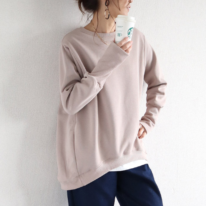 3392円 クーポンで★ トレーナー スウェット トップス レディース 裏起毛 ボア 長袖 秋 冬 黒 おしゃれ かわいい 30代 40代 極暖 リブ長 [郵3]^t1040^ | uricca | 05