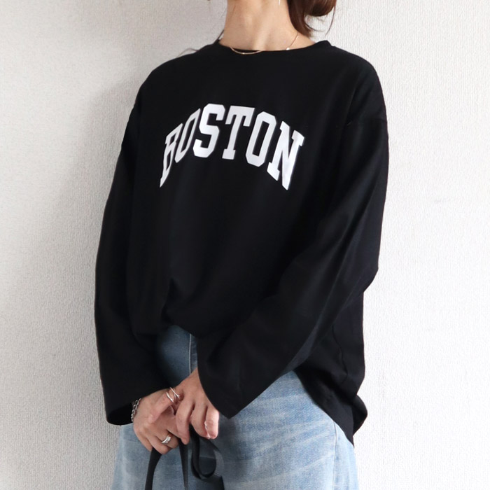 Tシャツ レディース トップス ロンT 長袖 春 秋 冬 黒 白  おしゃれ かわいい 30代 40代 50代 ロゴ ゆったり [郵1.5]^t1041^爆買 | uricca | 07