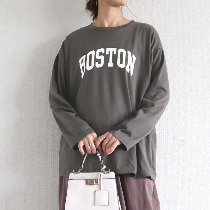 Tシャツ レディース トップス ロンT 長袖 春 秋 冬 黒 白  おしゃれ かわいい 30代 40代 50代 ロゴ ゆったり [郵1.5]^t1041^爆買 | uricca | 05