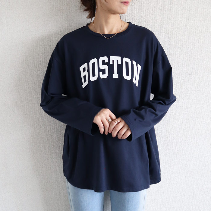 Tシャツ レディース トップス ロンT 長袖 春 秋 冬 黒 白  おしゃれ かわいい 30代 40代 50代 ロゴ ゆったり [郵1.5]^t1041^爆買 | uricca | 02