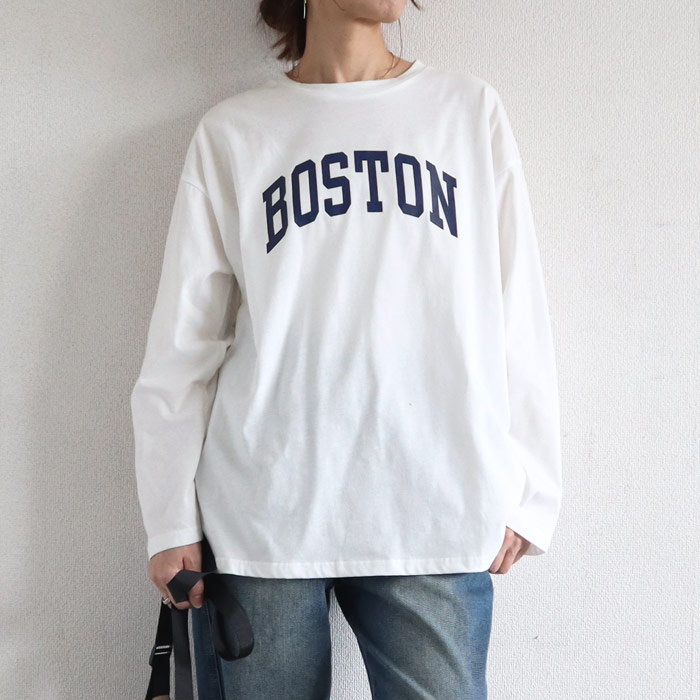 Tシャツ レディース トップス ロンT 長袖 春 秋 冬 黒 白  おしゃれ かわいい 30代 40代 50代 ロゴ ゆったり [郵1.5]^t1041^爆買 | uricca | 01