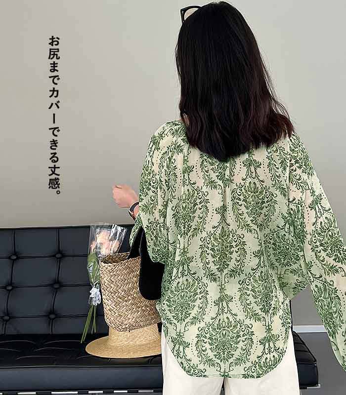 ブラウス シャツ レディース トップス 長袖 夏 黒 白 おしゃれ シアー 柄 カットソー [郵2]^t1043^ | uricca | 02