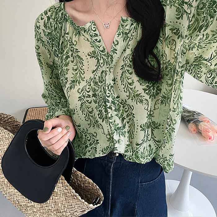 ブラウス シャツ レディース トップス 長袖 夏 黒 白 おしゃれ シアー 柄 カットソー [郵2]^t1043^ | uricca | 03