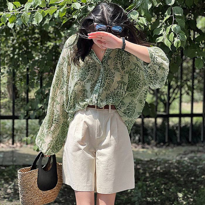 ブラウス シャツ レディース トップス 長袖 夏 黒 白 おしゃれ シアー 柄 カットソー [郵2]^t1043^ | uricca | 07