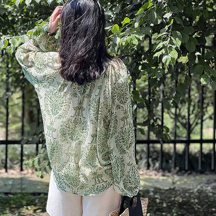 ブラウス シャツ レディース トップス 長袖 夏 黒 白 おしゃれ シアー 柄 カットソー [郵2]^t1043^ | uricca | 08