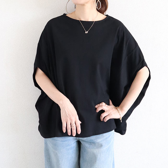 996円 クーポンで！ Tシャツ トップス レディース 半袖 春 夏 黒 白 おしゃれ カットソー ドルマン 涼しい 体型カバー 30代 40代 50代 [郵1.5]^t1057^ | uricca | 02