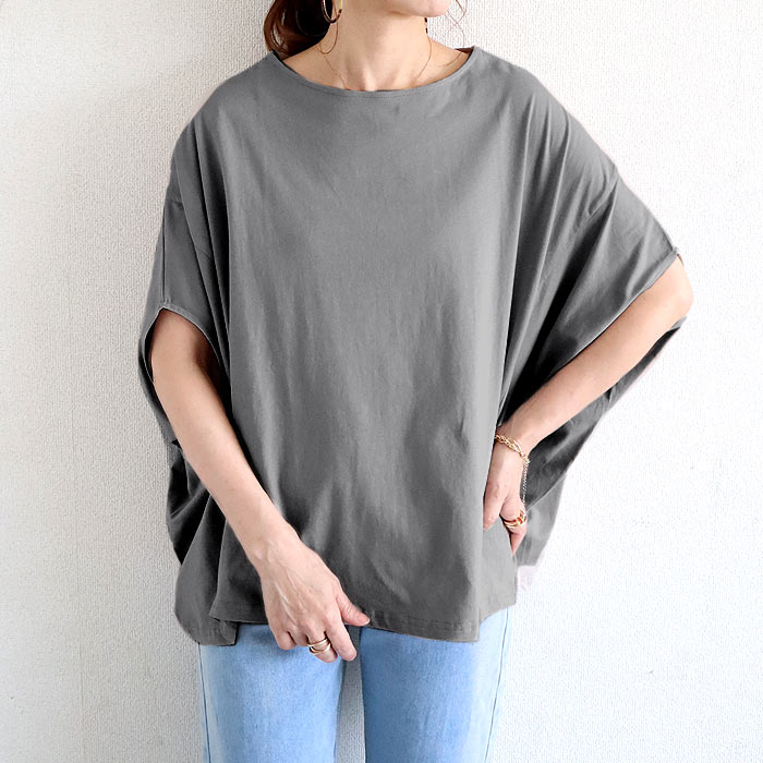 996円 クーポンで！ Tシャツ トップス レディース 半袖 春 夏 黒 白 おしゃれ カットソー ドルマン 涼しい 体型カバー 30代 40代 50代 [郵1.5]^t1057^ | uricca | 03
