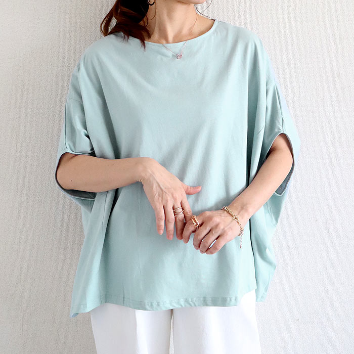 996円 クーポンで！ Tシャツ トップス レディース 半袖 春 夏 黒 白 おしゃれ カットソー ドルマン 涼しい 体型カバー 30代 40代 50代 [郵1.5]^t1057^ | uricca | 05