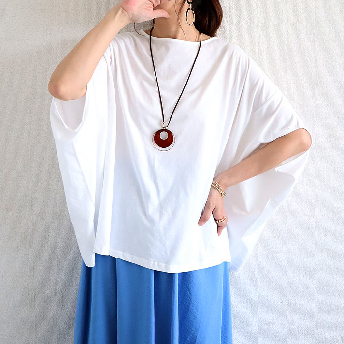996円 クーポンで！ Tシャツ トップス レディース 半袖 春 夏 黒 白 おしゃれ カットソー ドルマン 涼しい 体型カバー 30代 40代 50代 [郵1.5]^t1057^ | uricca | 01