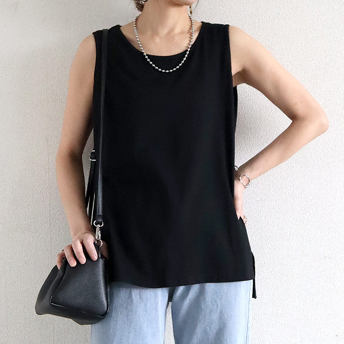 「1点1290円+2点購入クーポンで」 タンクトップ トップス レディース 春 夏 黒 白 おしゃれ インナー ノースリーブ キャミソール 重ね着 [郵1]^t1058^ | uricca | 02