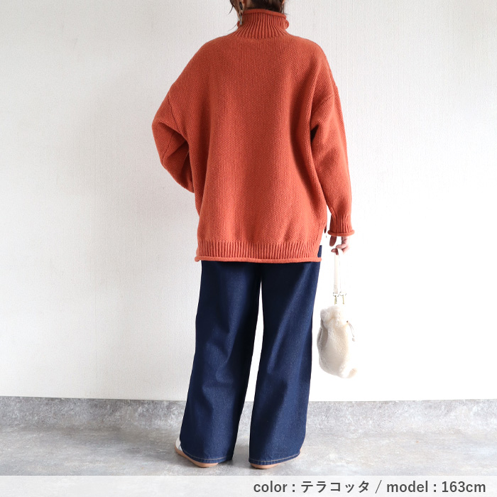 3495円 クーポンで！ ニット セーター トップス レディース 長袖 秋 冬 黒 白 おしゃれ かわいい 30代 40代 50代 タートルネック 厚手 極暖 ^t1066^ | uricca | 22