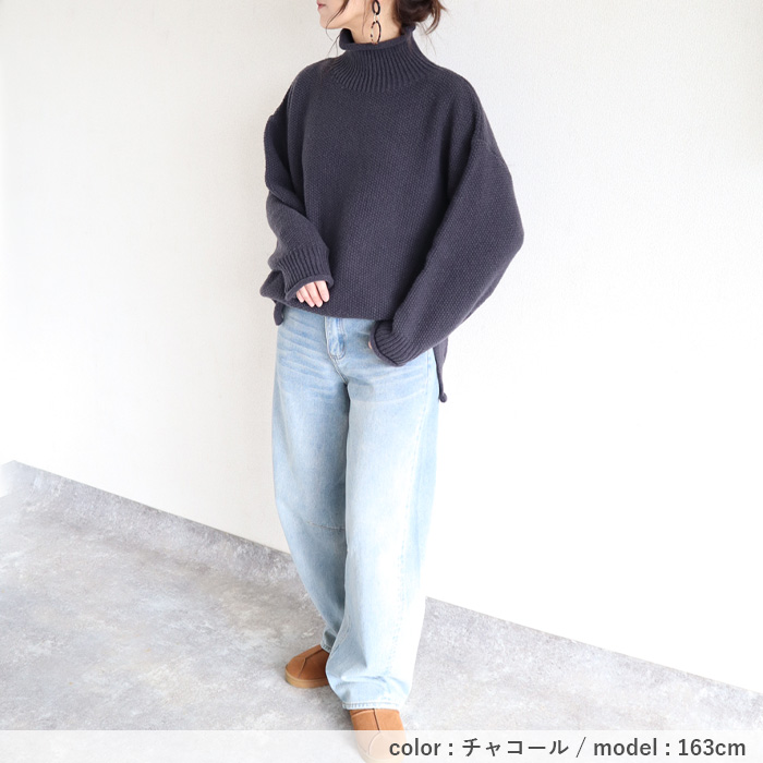 3495円 クーポンで！ ニット セーター トップス レディース 長袖 秋 冬 黒 白 おしゃれ かわいい 30代 40代 50代 タートルネック 厚手 極暖 ^t1066^ | uricca | 24