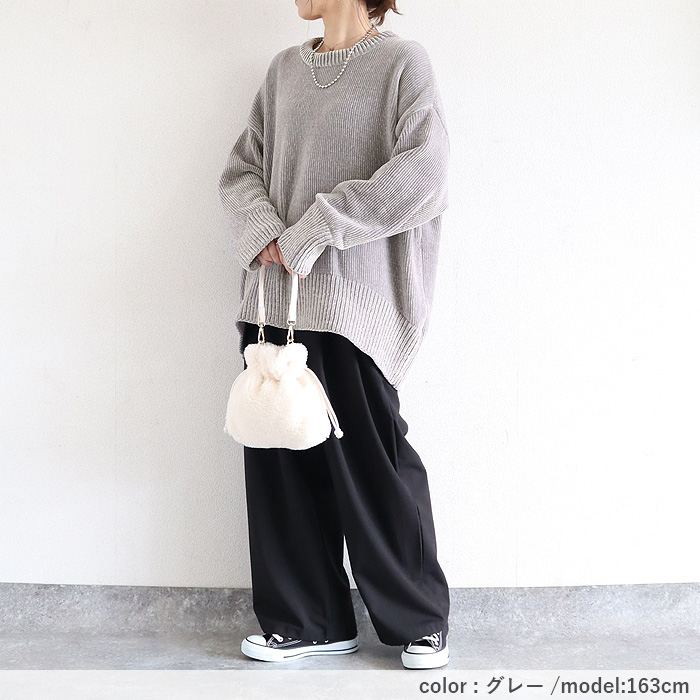 3495円 クーポンで！ ニット セーター レディース トップス 長袖 秋 冬 黒 おしゃれ かわいい 30代 40代 50代 丸首 モールニット ゆったり 極暖 ^t1069^ | uricca | 21