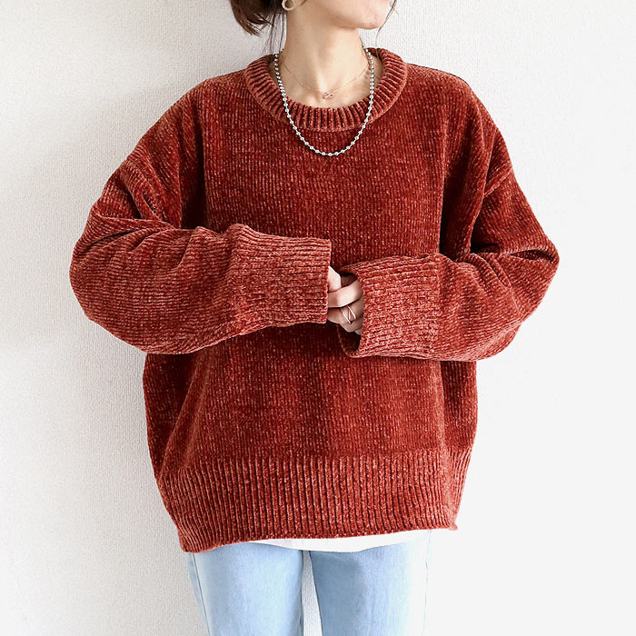 3495円 クーポンで！ ニット セーター レディース トップス 長袖 秋 冬 黒 おしゃれ かわいい 30代 40代 50代 丸首 モールニット ゆったり 極暖 ^t1069^ | uricca | 05