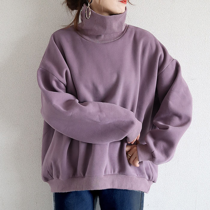 2990円 クーポンで★ スウェット トレーナー トップス レディース 裏起毛 長袖 秋 冬 黒 白 おしゃれ かわいい タートルネック 極暖 [郵3]^t1074^ | uricca | 06