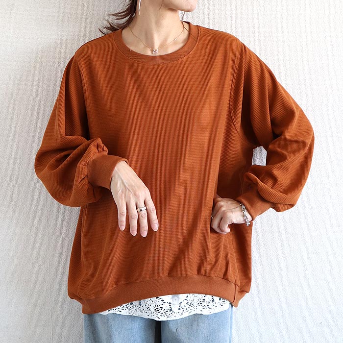 Tシャツ ロンT レディース 長袖 春 夏 秋 黒 白 無地 おしゃれ かわいい 30代 40代 50代 トップス ワッフル  [郵2]^t1077^ | uricca | 07