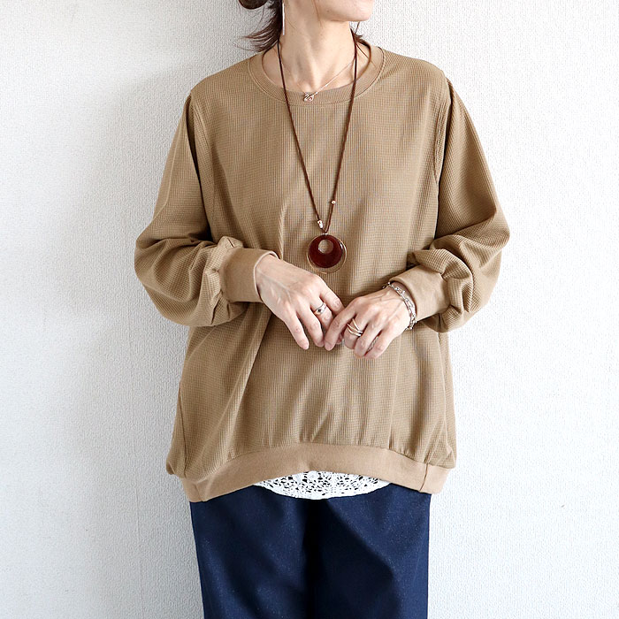 Tシャツ ロンT レディース 長袖 春 夏 秋 黒 白 無地 おしゃれ かわいい 30代 40代 50代 トップス ワッフル  [郵2]^t1077^ | uricca | 02