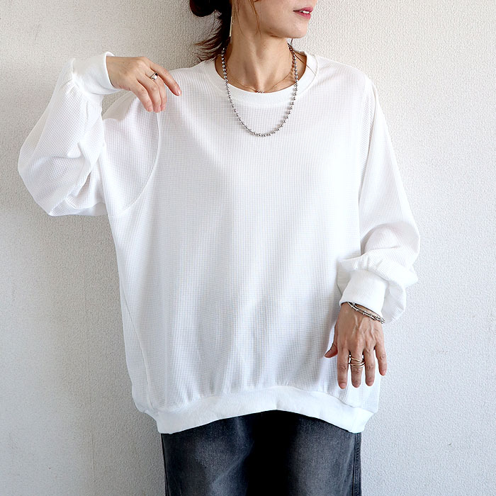 Tシャツ ロンT レディース 長袖 春 夏 秋 黒 白 無地 おしゃれ かわいい 30代 40代 50代 トップス ワッフル  [郵2]^t1077^ | uricca | 06