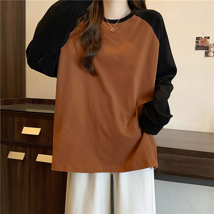 Tシャツ ラグラン レディース ロンT 長袖 春 秋 冬 白 おしゃれ ゆったり かわいい バイカラー カットソー [郵2]^t1083^爆買 | uricca | 03