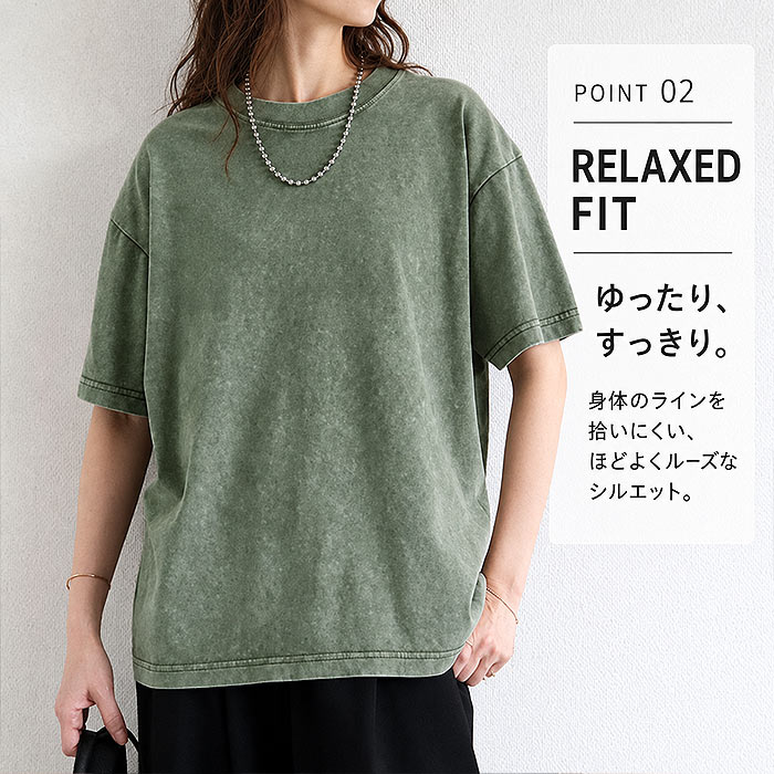 【タイムセール】 トップス レディース Tシャツ 綿100％ コットン ウォッシュ加工 春 夏 黒 おしゃれ かわいい 無地 半袖 綿 ^t1084^ | uricca | 11