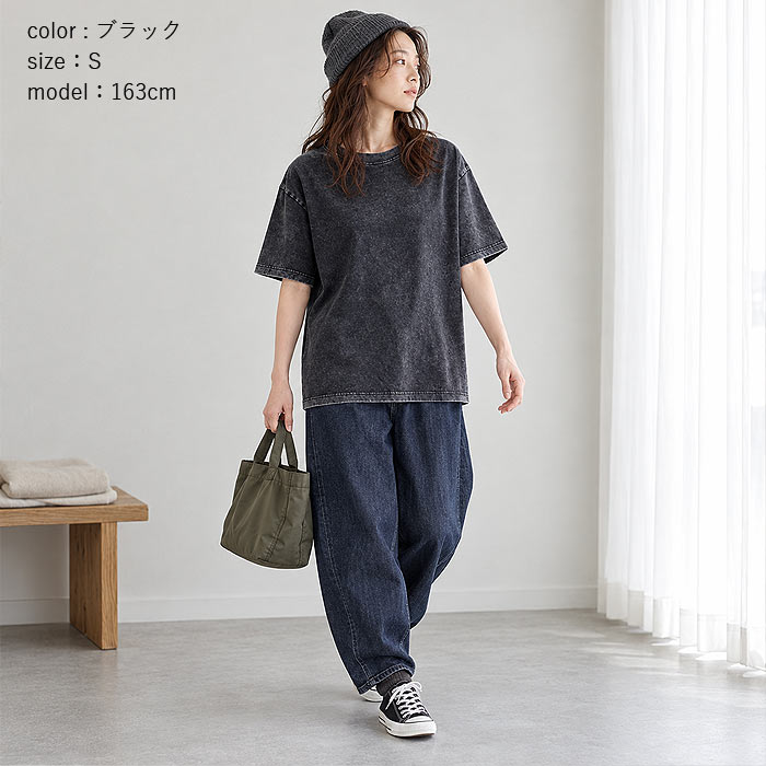 【タイムセール】 トップス レディース Tシャツ 綿100％ コットン ウォッシュ加工 春 夏 黒 おしゃれ かわいい 無地 半袖 綿 ^t1084^ | uricca | 16