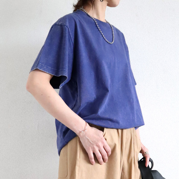 20％OFFクーポン配布 トップス レディース Tシャツ ウォッシュ加工 春 夏 黒 おしゃれ 無地 半袖 綿 綿100％ コットン シンプル[郵2]^t1084^ | uricca | 06