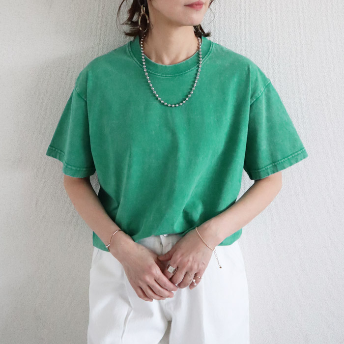 20％OFFクーポン配布 トップス レディース Tシャツ ウォッシュ加工 春 夏 黒 おしゃれ 無地 半袖 綿 綿100％ コットン シンプル[郵2]^t1084^ | uricca | 08