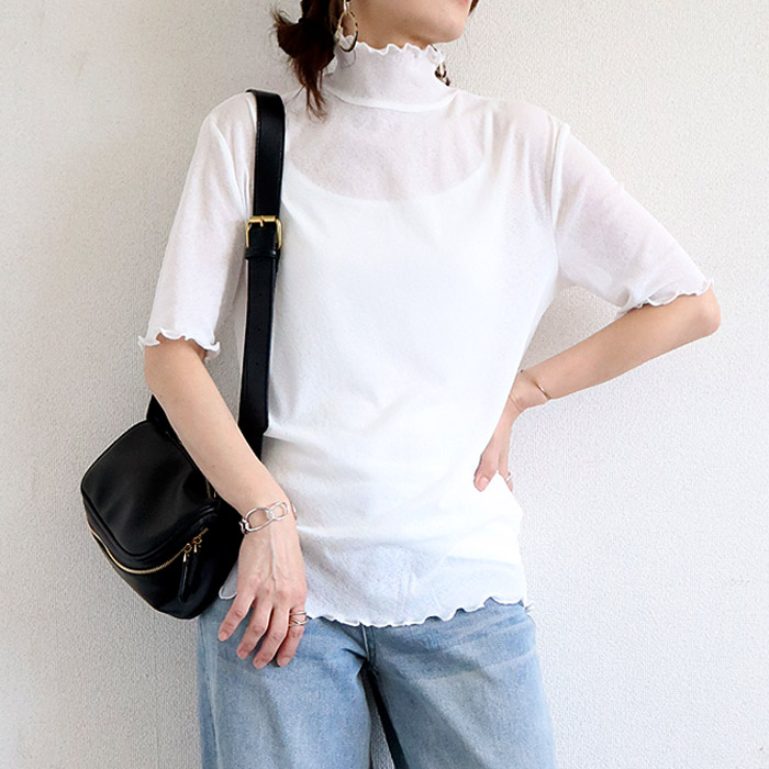 96H限定！969円 3点購クーポンで★ Tシャツ シアートップス レディース 春 夏 白 黒 おしゃれ シースルー 薄手 長袖 半袖 UV [郵1]^t1006+t1086^ バナー | uricca | 33