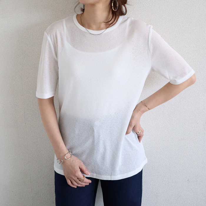 96H限定！969円 3点購クーポンで★ Tシャツ シアートップス レディース 春 夏 白 黒 おしゃれ シースルー 薄手 長袖 半袖 UV [郵1]^t1006+t1086^ バナー | uricca | 14