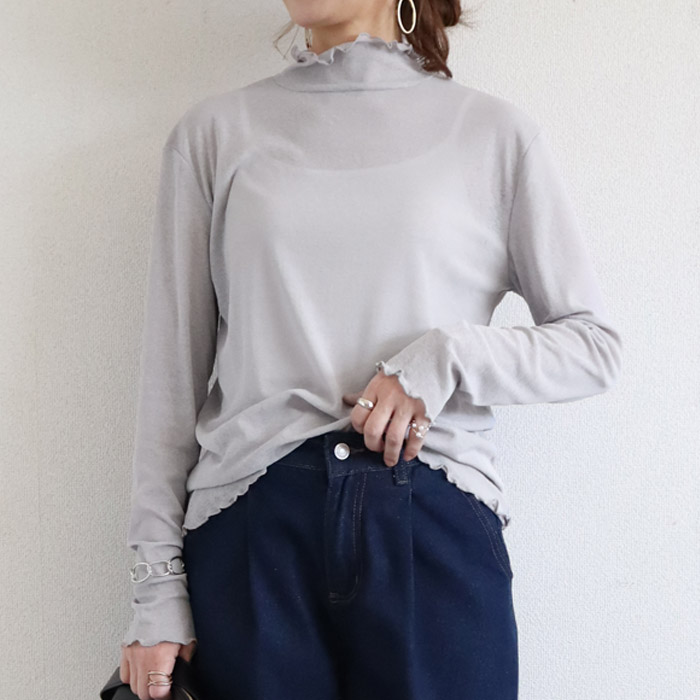 96H限定！969円 3点購クーポンで★ Tシャツ シアートップス レディース 春 夏 白 黒 おしゃれ シースルー 薄手 長袖 半袖 UV [郵1]^t1006+t1086^ バナー | uricca | 28