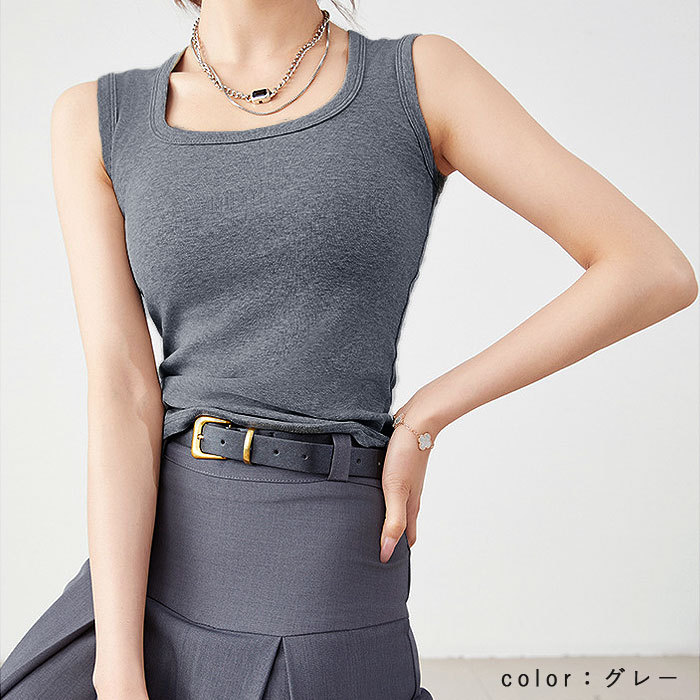 「1点1190円+2点購入クーポンで」 トップス レディース タンクトップ 春 夏 白 黒 無地 重ね着 インナー ぴったりめ タイト ノースリーブ 脇高[郵1]^t1093^ | uricca | 10