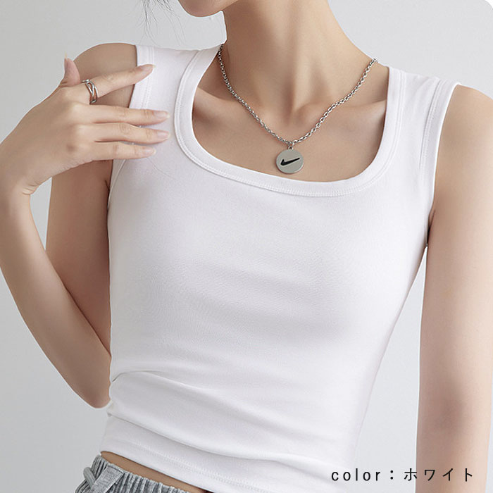 「1点1190円+2点購入クーポンで」 トップス レディース タンクトップ 春 夏 白 黒 無地 重ね着 インナー ぴったりめ タイト ノースリーブ 脇高[郵1]^t1093^ | uricca | 04