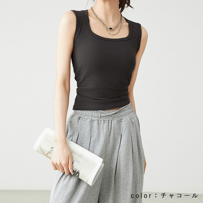 「1点1190円+2点購入クーポンで」 トップス レディース タンクトップ 春 夏 白 黒 無地 重ね着 インナー ぴったりめ タイト ノースリーブ 脇高[郵1]^t1093^ | uricca | 07