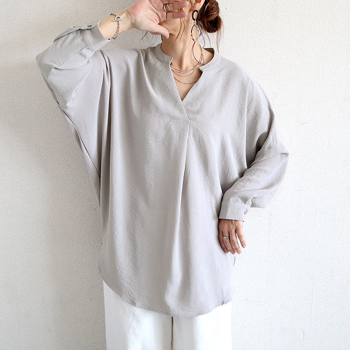 ブラウス キーネック スキッパー シアー トップス シャツ レディース 長袖 秋 冬 黒 白 おしゃれ かわいい [郵1.5]^t1097^ | uricca | 03